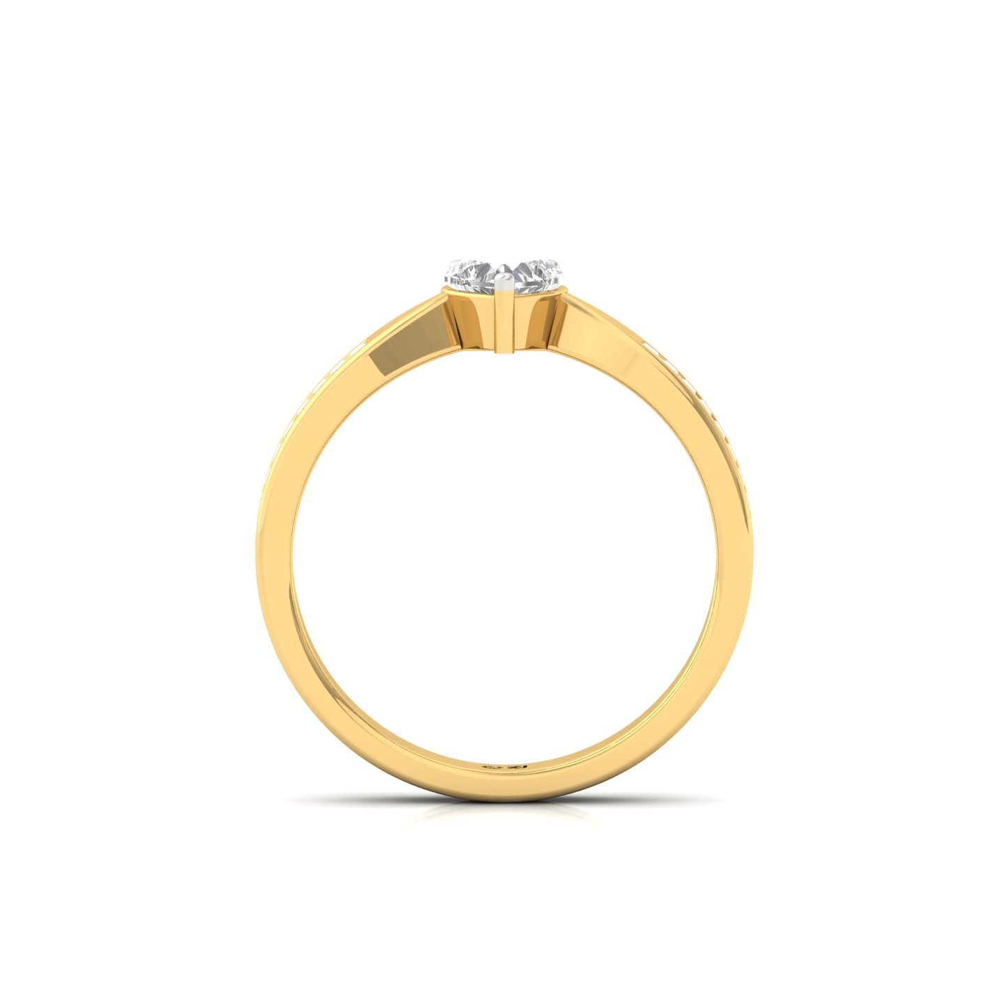 Heart Cut Diamond Engagement Ring | Lab Grown CVD Diamond Solitaire with Baguette Accents | 925 Silver | 10K | 14K | 18K - View 3