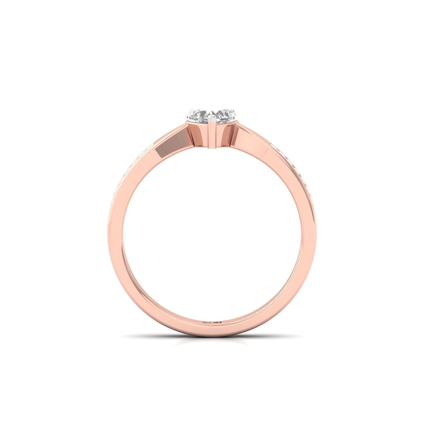 Heart Cut Diamond Engagement Ring | Lab Grown CVD Diamond Solitaire with Baguette Accents | 925 Silver | 10K | 14K | 18K - View 3