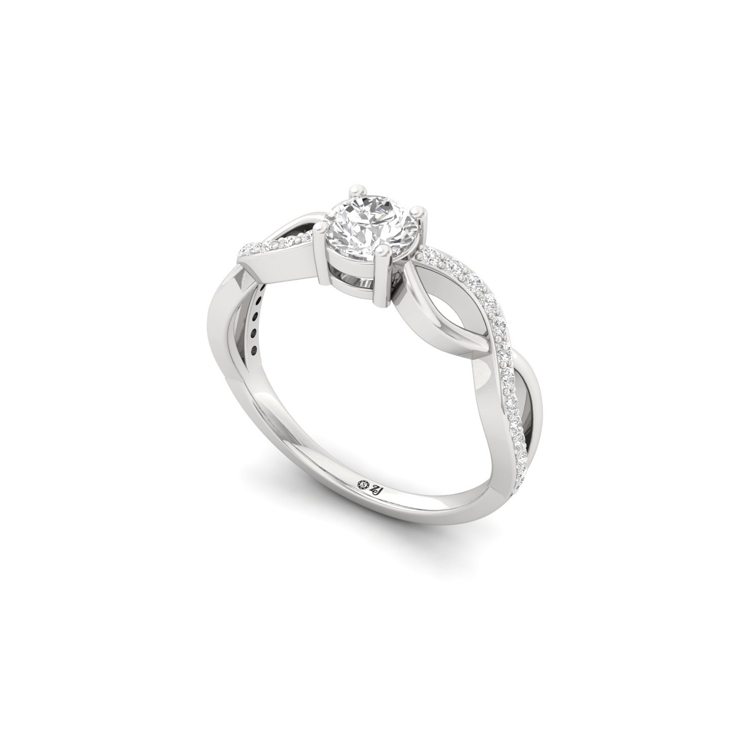 Round Brilliant Cut Diamond Engagement Ring | Lab Grown CVD Diamond Solitaire with Infinity Twist Design | 925 Silver | 10K | 14K | 18K - View 2
