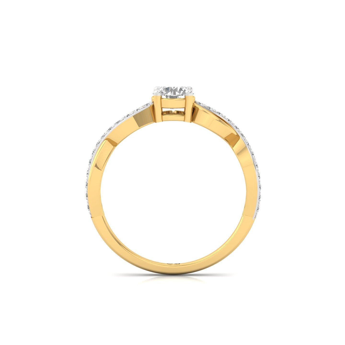 Round Brilliant Cut Diamond Engagement Ring | Lab Grown CVD Diamond Solitaire with Infinity Twist Design | 925 Silver | 10K | 14K | 18K - View 3