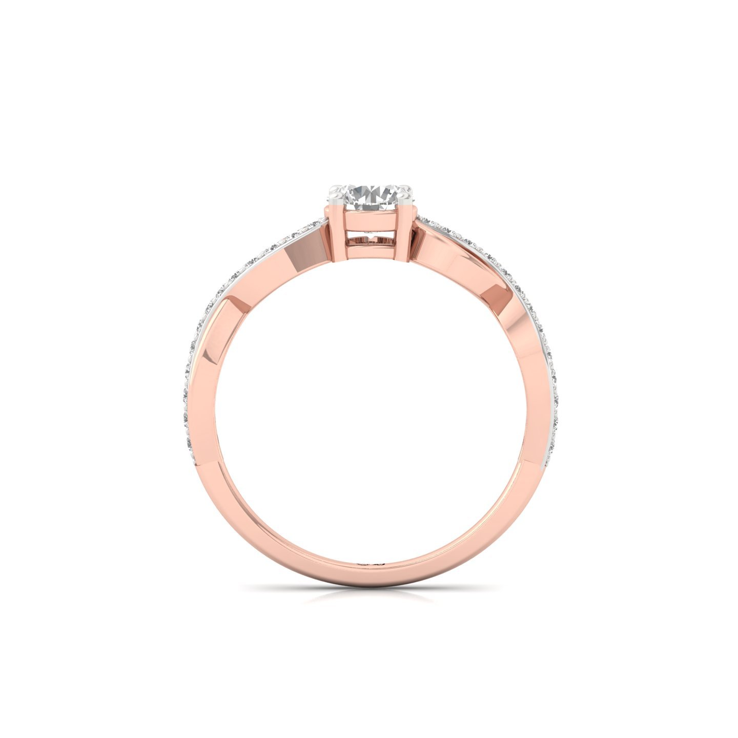 Round Brilliant Cut Diamond Engagement Ring | Lab Grown CVD Diamond Solitaire with Infinity Twist Design | 925 Silver | 10K | 14K | 18K - View 3