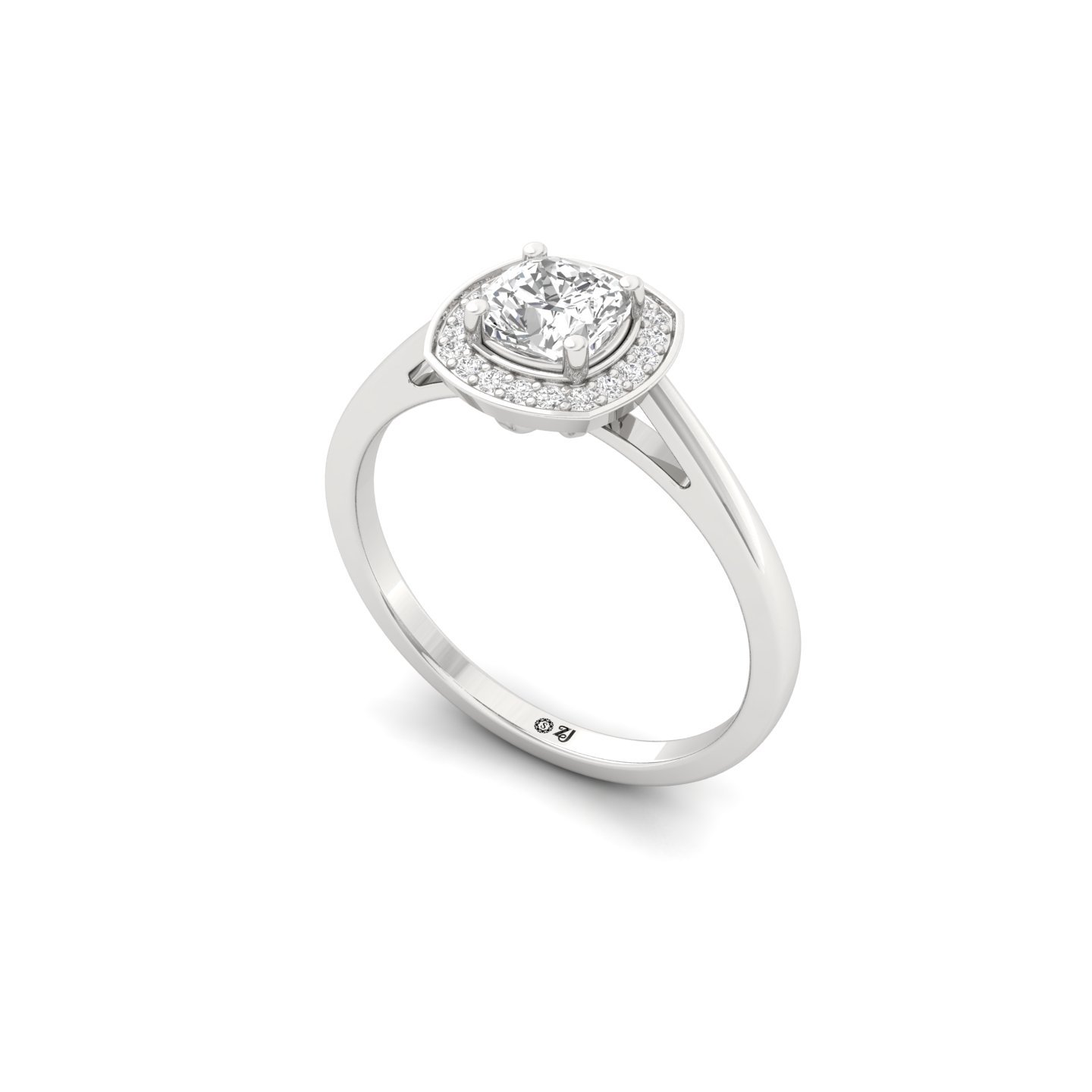 Cushion Cut Diamond Halo Engagement Ring | Lab Grown CVD Solitaire with Halo Accent | 925 Silver | 10K | 14K | 18K - View 2