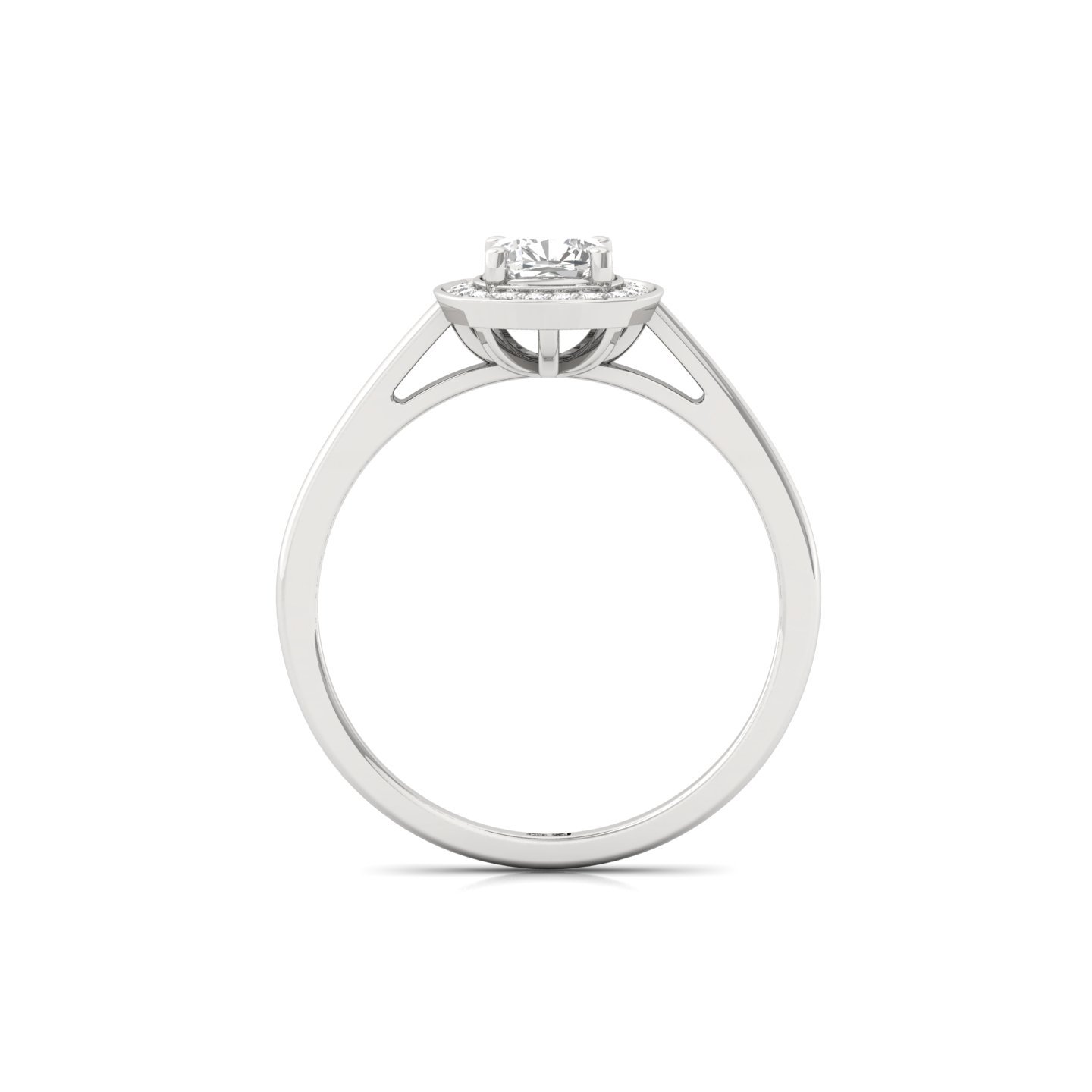 Cushion Cut Diamond Halo Engagement Ring | Lab Grown CVD Solitaire with Halo Accent | 925 Silver | 10K | 14K | 18K - View 3