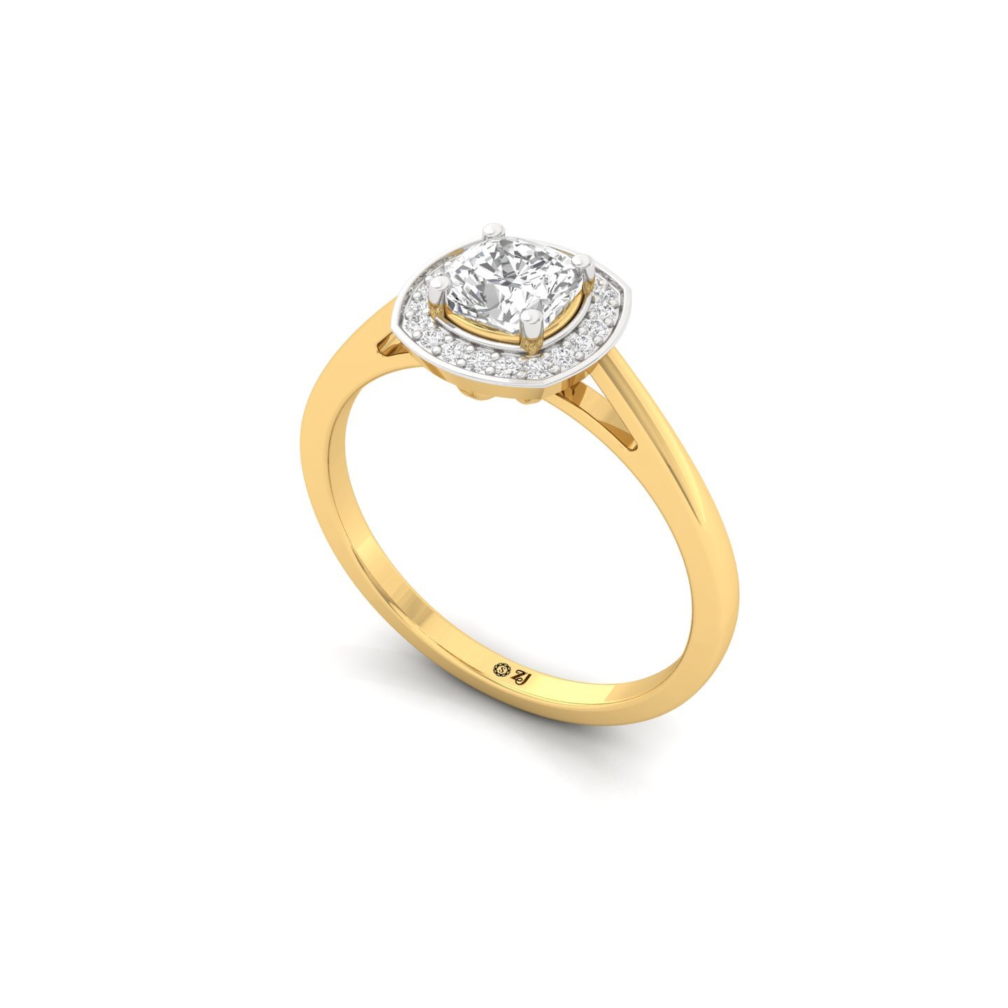 Cushion Cut Diamond Halo Engagement Ring | Lab Grown CVD Solitaire with Halo Accent | 925 Silver | 10K | 14K | 18K - View 2