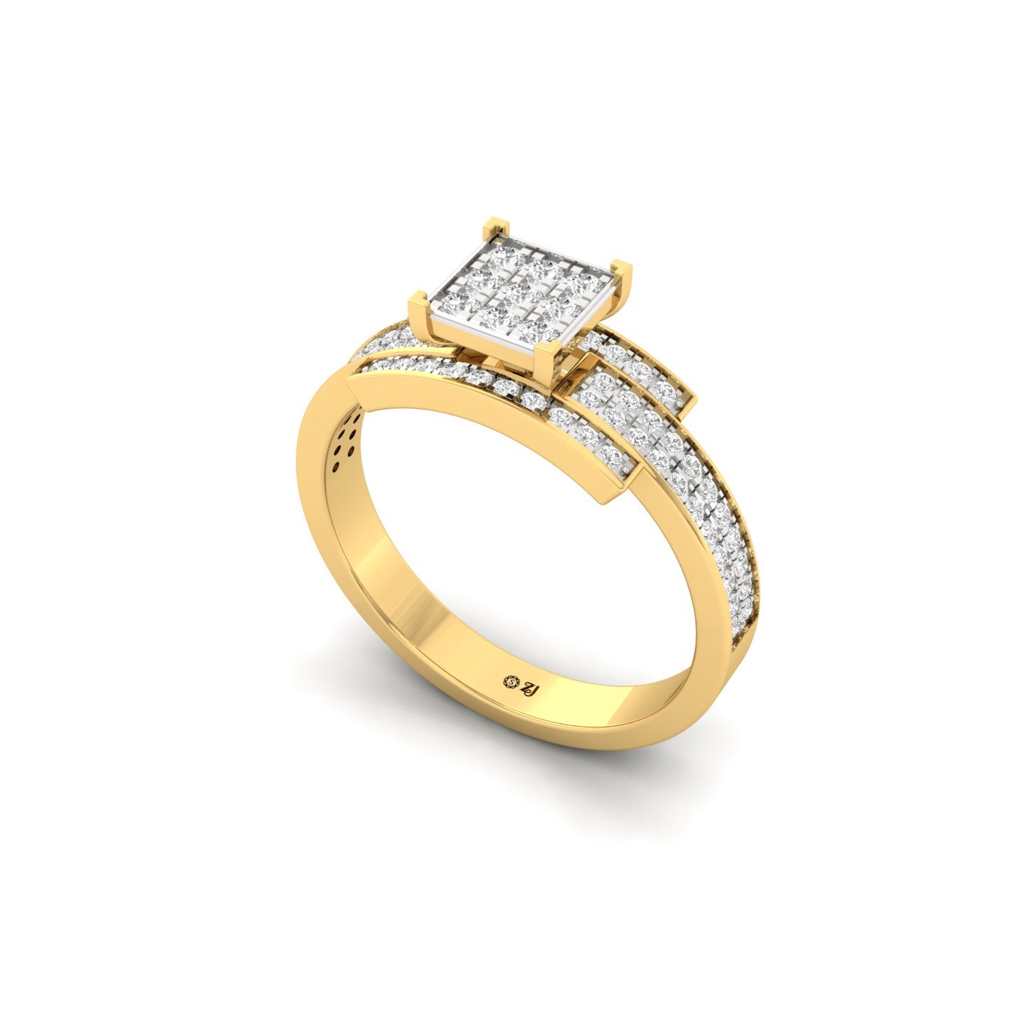 Round Cluster Diamond Ring | Lab Grown CVD Diamond Multi-Stone Statement Ring | 925 Silver | 10K | 14K | 18K - View 2