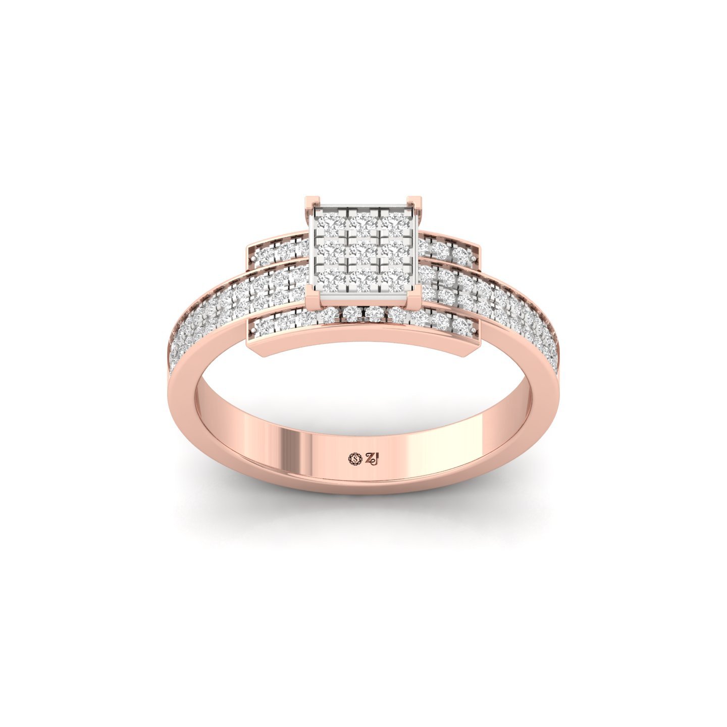 Round Cluster Diamond Ring | Lab Grown CVD Diamond Multi-Stone Statement Ring | 925 Silver | 10K | 14K | 18K - Rose Gold Main View