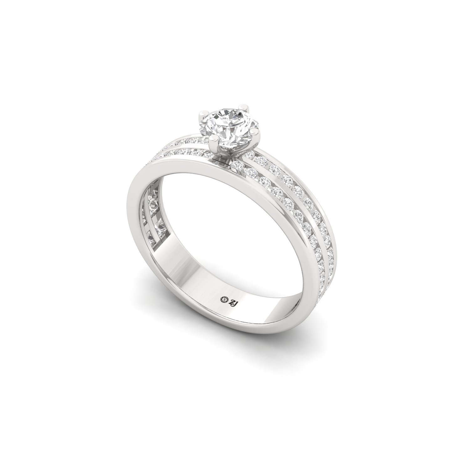 Round Cut Diamond Engagement Ring | Lab Grown CVD Diamond Triple Row Solitaire Ring | 925 Silver | 10K | 14K | 18K - View 2