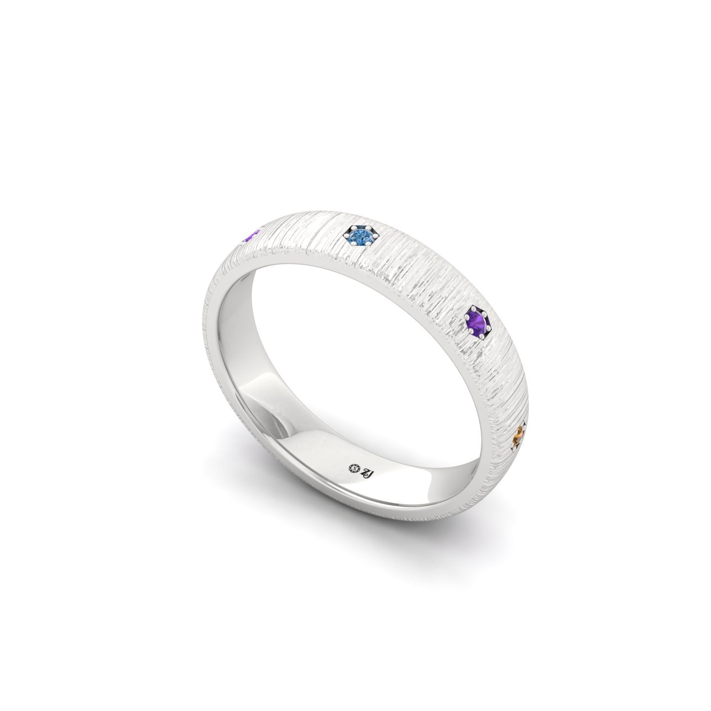 Multi-Color Diamond Band Ring | Lab Grown CVD Diamond Eternity Style | 925 Silver | 10K | 14K | 18K - View 2