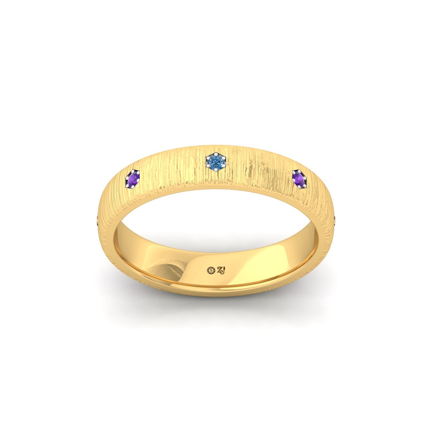 Multi-Color Diamond Band Ring | Lab Grown CVD Diamond Eternity Style | 925 Silver | 10K | 14K | 18K - Gold Main View