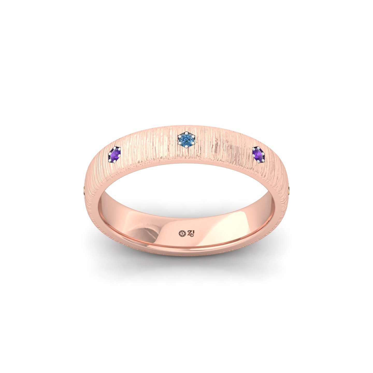 Multi-Color Diamond Band Ring | Lab Grown CVD Diamond Eternity Style | 925 Silver | 10K | 14K | 18K - Rose Gold Main View