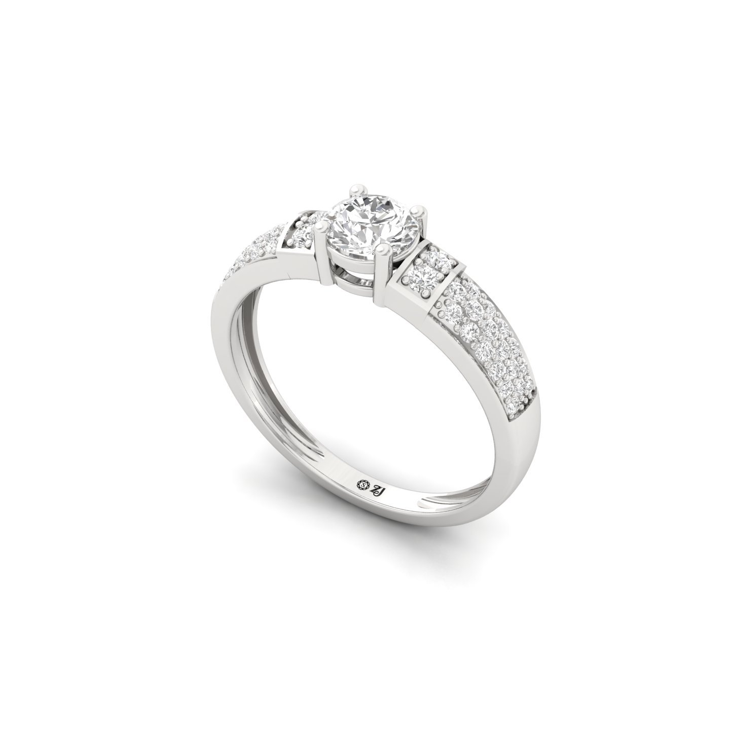 Round Cut Diamond Engagement Ring | Lab Grown CVD Diamond Halo Style Bridal Ring | 925 Silver | 10K | 14K | 18K - View 2