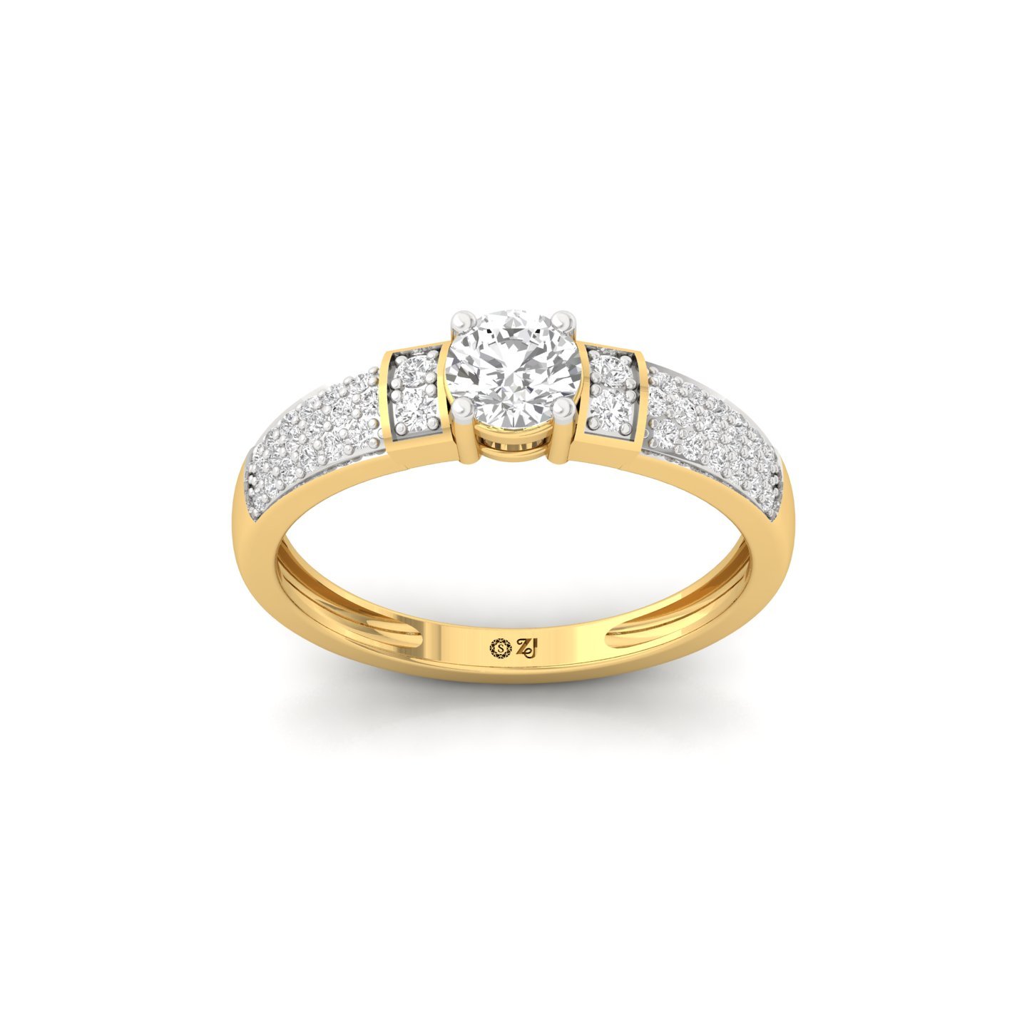 Round Cut Diamond Engagement Ring | Lab Grown CVD Diamond Halo Style Bridal Ring | 925 Silver | 10K | 14K | 18K - Gold Main View