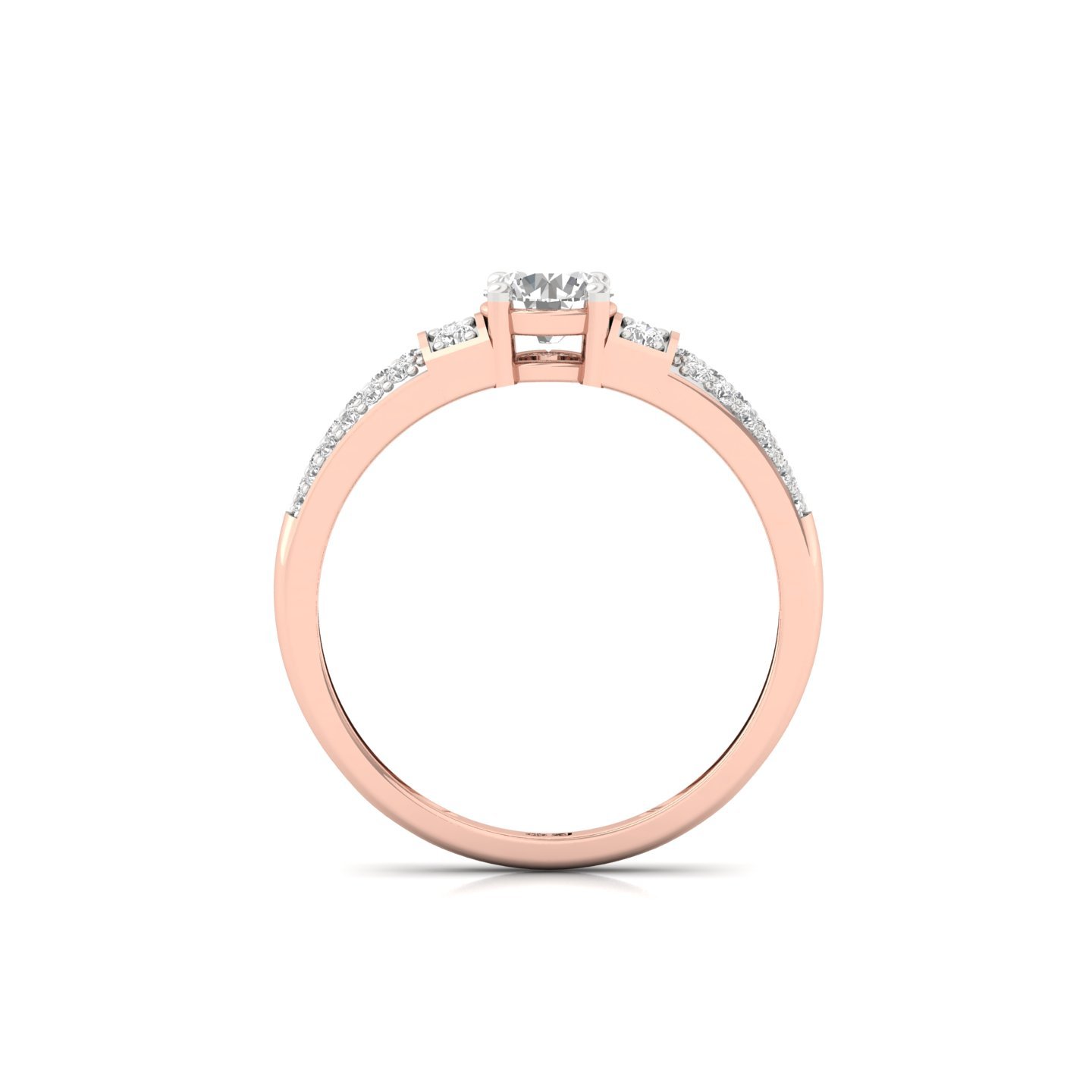 Round Cut Diamond Engagement Ring | Lab Grown CVD Diamond Halo Style Bridal Ring | 925 Silver | 10K | 14K | 18K - Rose Gold Main View