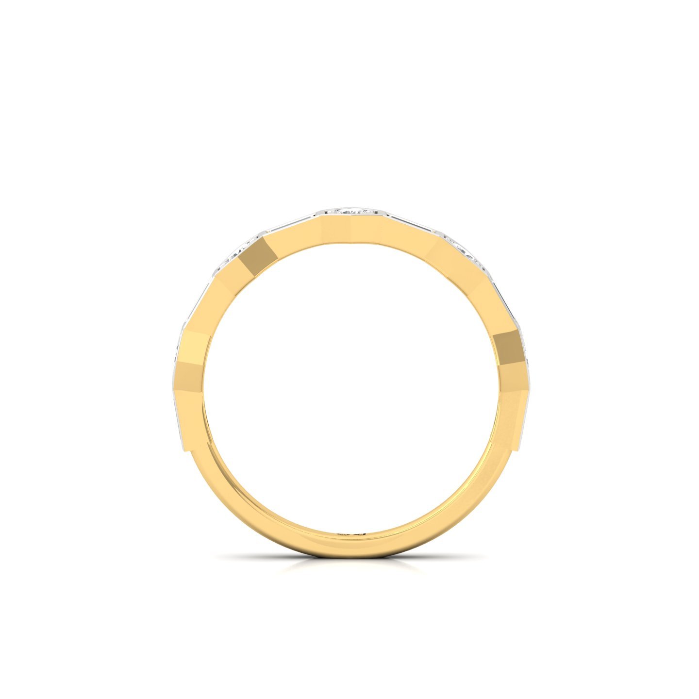 Hexagon & Baguette Diamond Ring | Lab Grown CVD Diamond Art Deco Style Band | 925 Silver | 10K | 14K | 18K - View 3