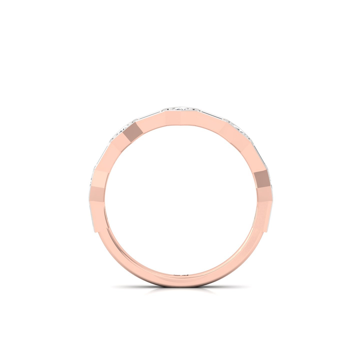 Hexagon & Baguette Diamond Ring | Lab Grown CVD Diamond Art Deco Style Band | 925 Silver | 10K | 14K | 18K - View 3