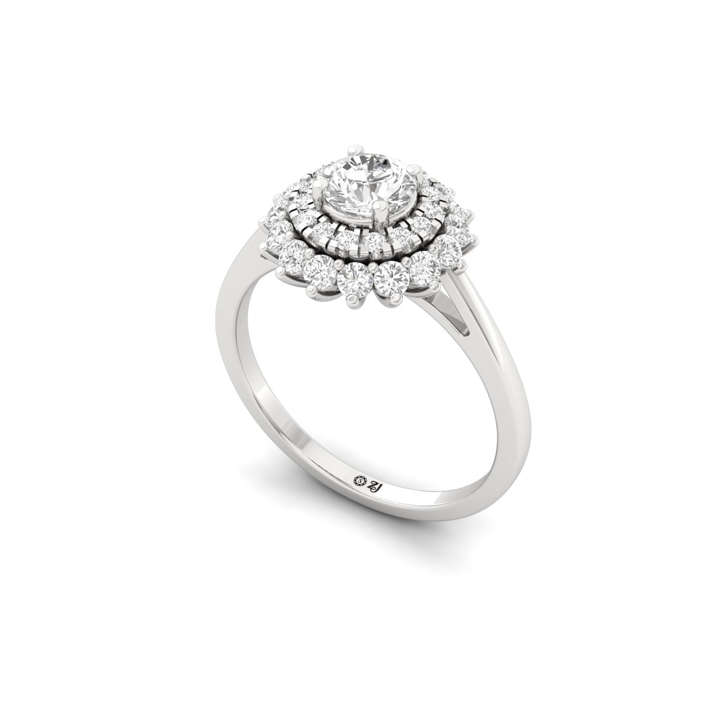 Round Diamond Halo Cluster Engagement Ring | Lab Grown CVD Diamond Bridal Ring | 925 Silver | 10K | 14K | 18K - View 2