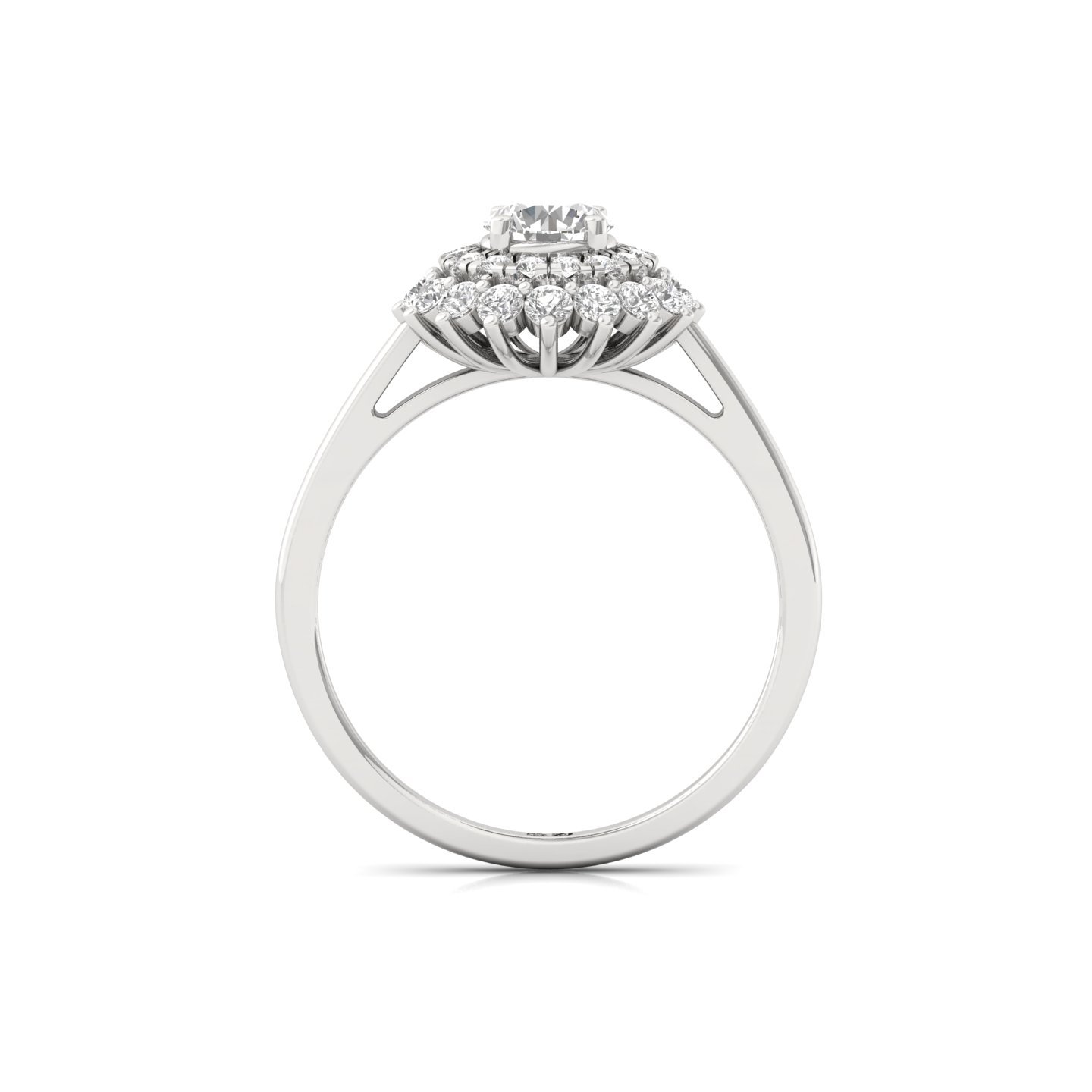 Round Diamond Halo Cluster Engagement Ring | Lab Grown CVD Diamond Bridal Ring | 925 Silver | 10K | 14K | 18K - View 3