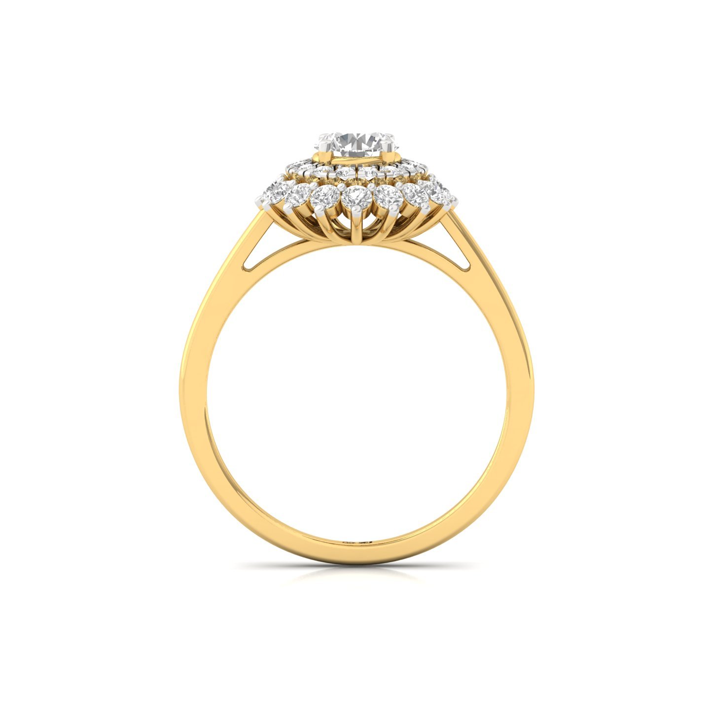 Round Diamond Halo Cluster Engagement Ring | Lab Grown CVD Diamond Bridal Ring | 925 Silver | 10K | 14K | 18K - View 3