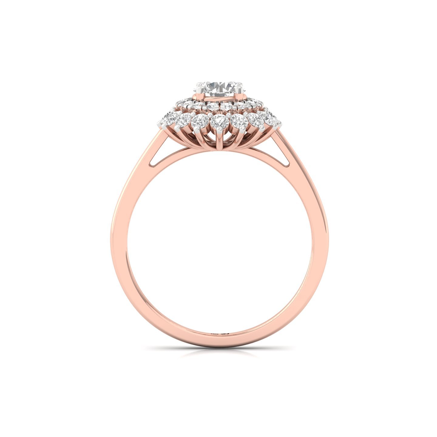 Round Diamond Halo Cluster Engagement Ring | Lab Grown CVD Diamond Bridal Ring | 925 Silver | 10K | 14K | 18K - View 3