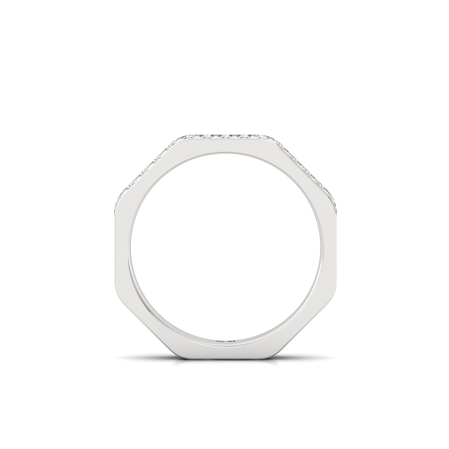 Round Diamond Octagon Band Ring | Lab Grown CVD Diamond Statement Wedding Band | 925 Silver | 10K | 14K | 18K - View 3