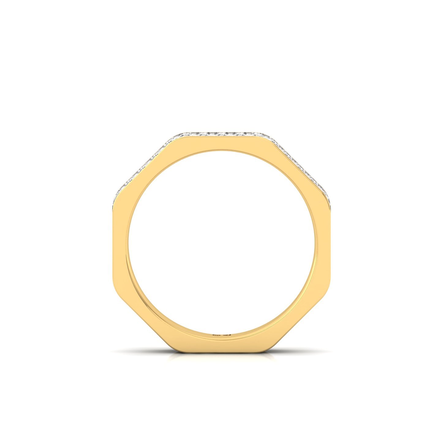 Round Diamond Octagon Band Ring | Lab Grown CVD Diamond Statement Wedding Band | 925 Silver | 10K | 14K | 18K - View 3