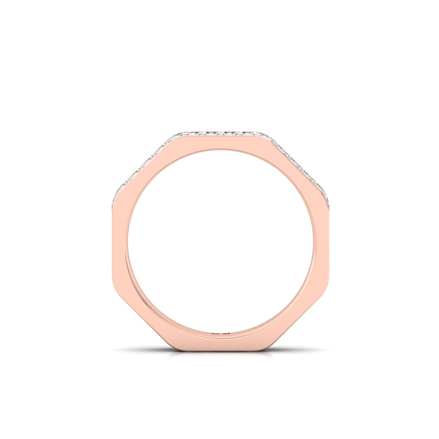 Round Diamond Octagon Band Ring | Lab Grown CVD Diamond Statement Wedding Band | 925 Silver | 10K | 14K | 18K - View 3