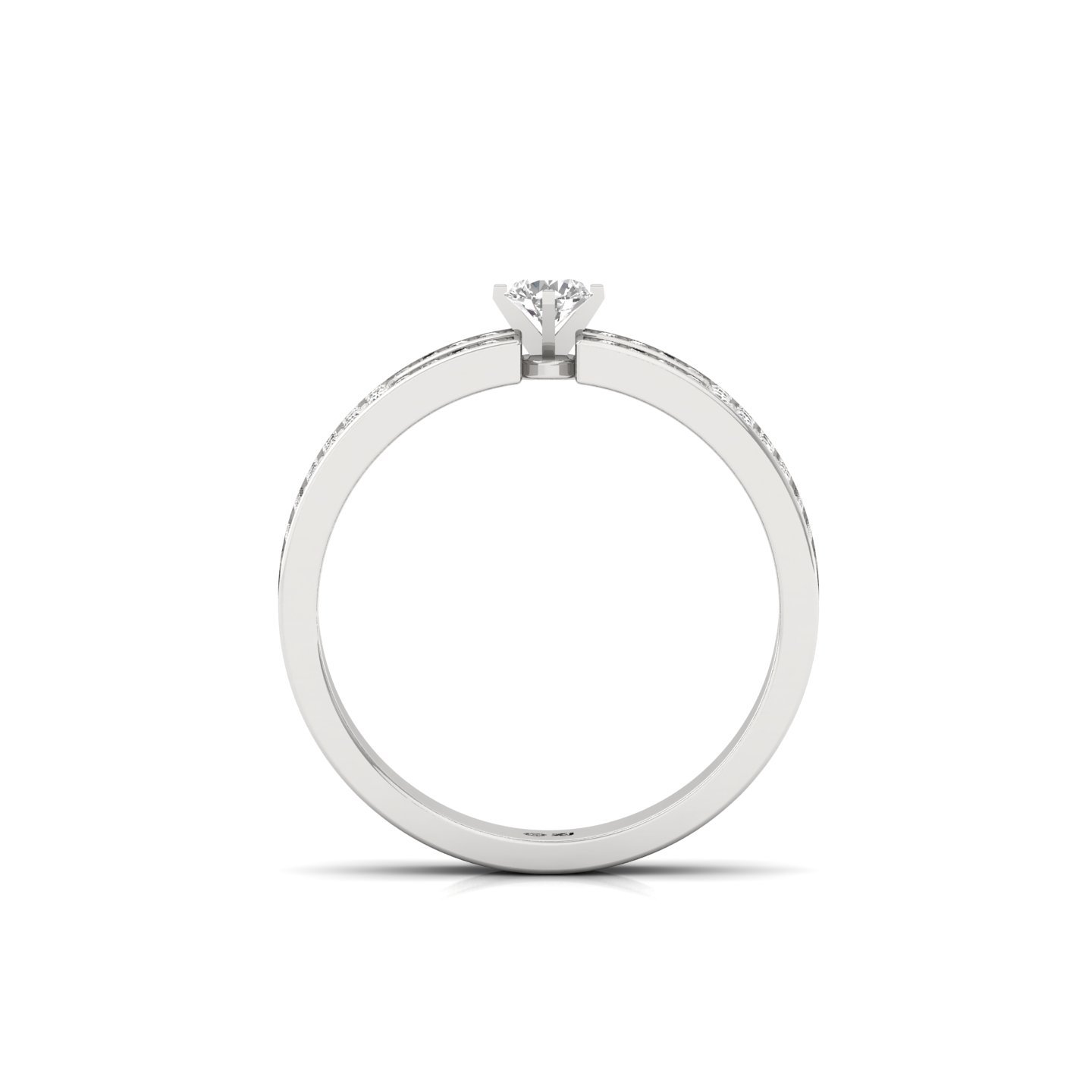 Round Diamond Split Band Engagement Ring | Lab Grown CVD Diamond Statement Ring | 925 Silver | 10K | 14K | 18K - View 3