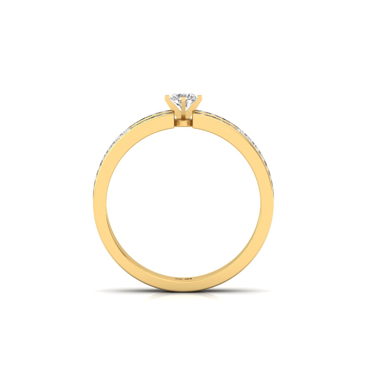 Round Diamond Split Band Engagement Ring | Lab Grown CVD Diamond Statement Ring | 925 Silver | 10K | 14K | 18K - View 3