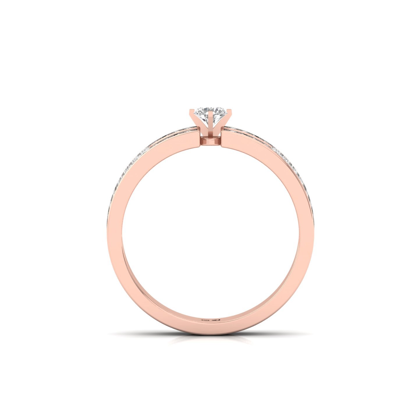 Round Diamond Split Band Engagement Ring | Lab Grown CVD Diamond Statement Ring | 925 Silver | 10K | 14K | 18K - View 3