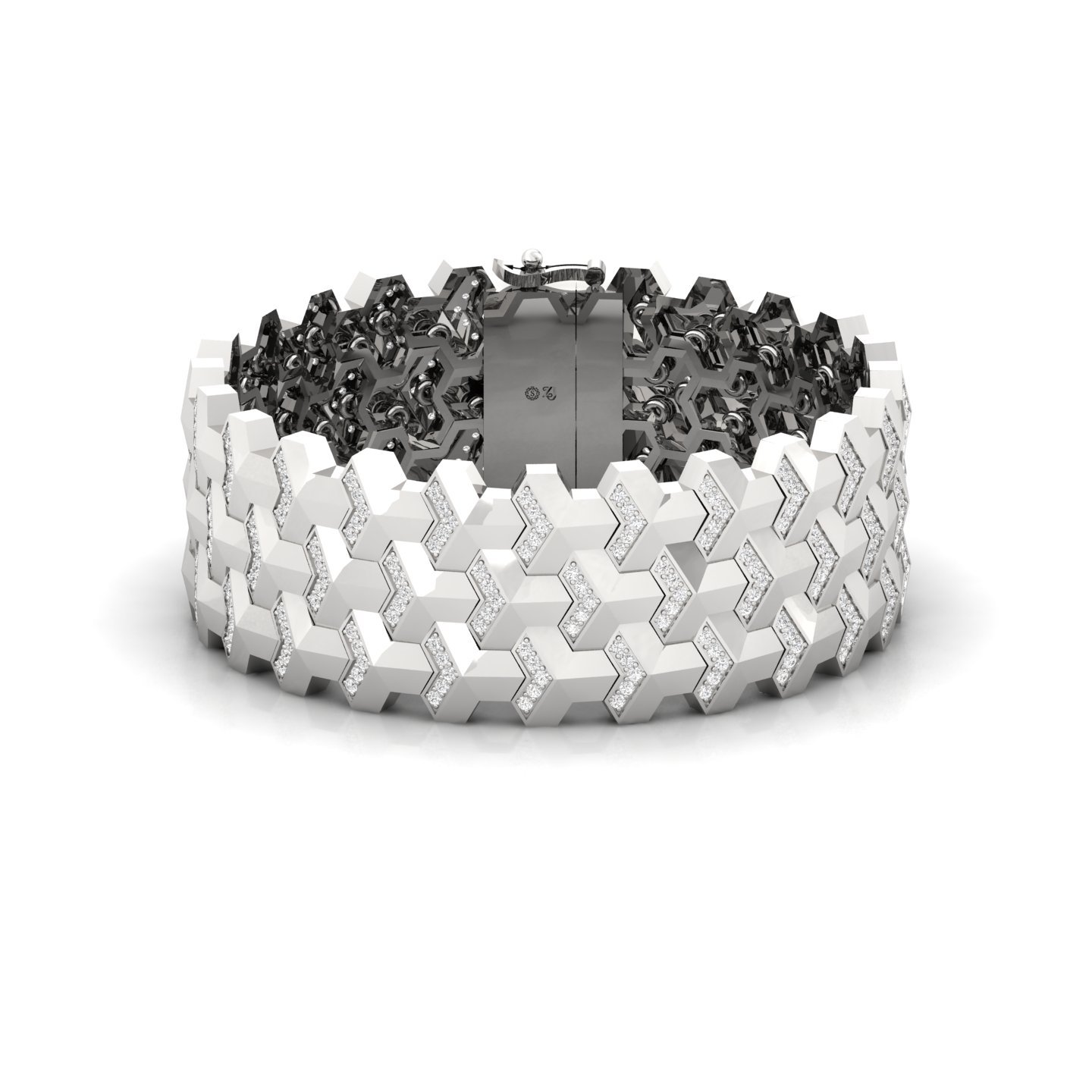 Diamond Men’s Bold Designer Bracelet | Lab Grown CVD Diamond Statement Jewellery | 925 Silver | 10K | 14K | 18K - Main View