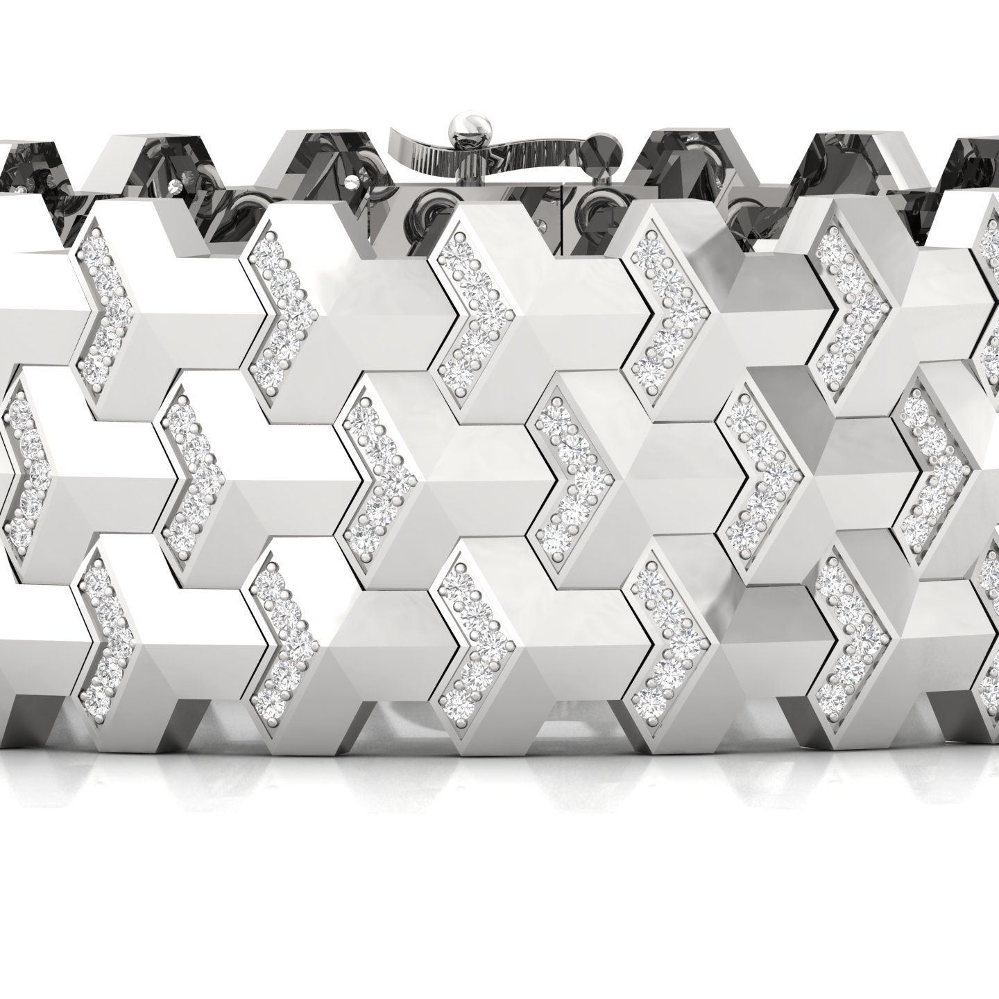 Diamond Men’s Bold Designer Bracelet | Lab Grown CVD Diamond Statement Jewellery | 925 Silver | 10K | 14K | 18K - View 2