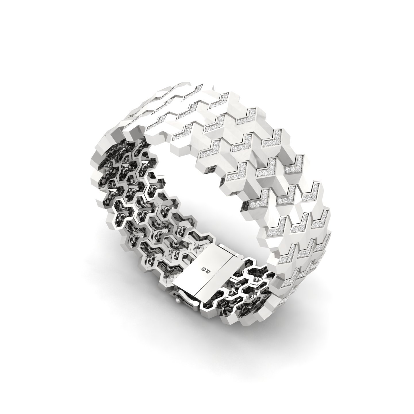 Diamond Men’s Bold Designer Bracelet | Lab Grown CVD Diamond Statement Jewellery | 925 Silver | 10K | 14K | 18K - View 3