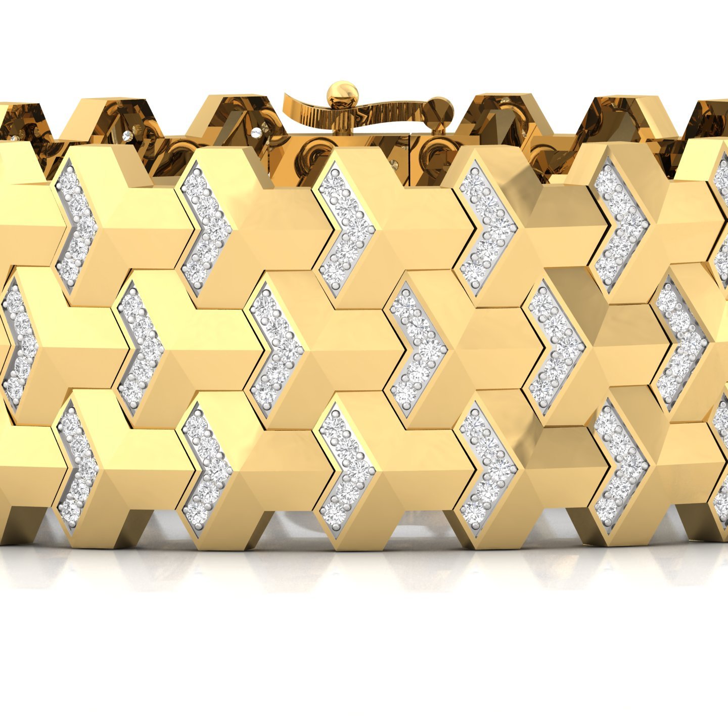 Diamond Men’s Bold Designer Bracelet | Lab Grown CVD Diamond Statement Jewellery | 925 Silver | 10K | 14K | 18K - View 2