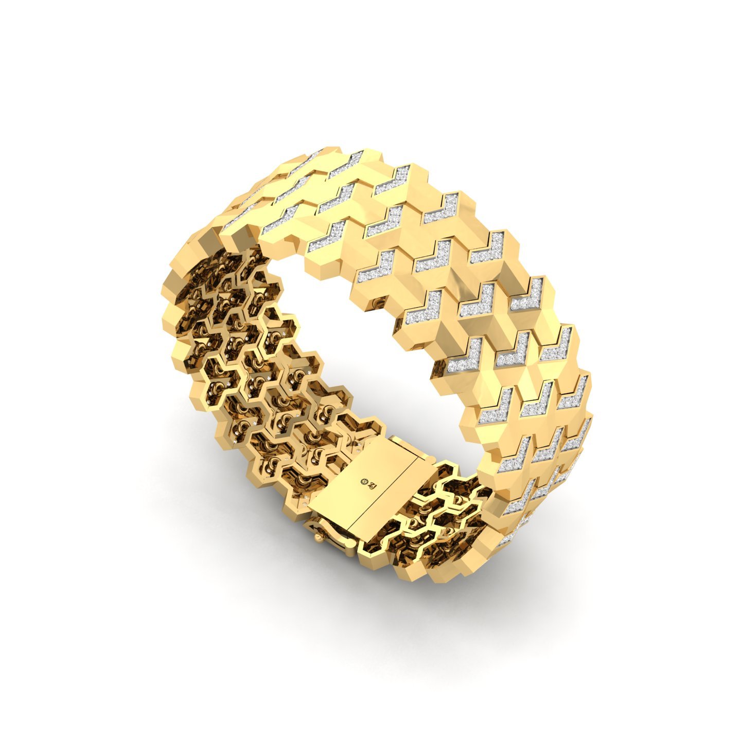 Diamond Men’s Bold Designer Bracelet | Lab Grown CVD Diamond Statement Jewellery | 925 Silver | 10K | 14K | 18K - View 3