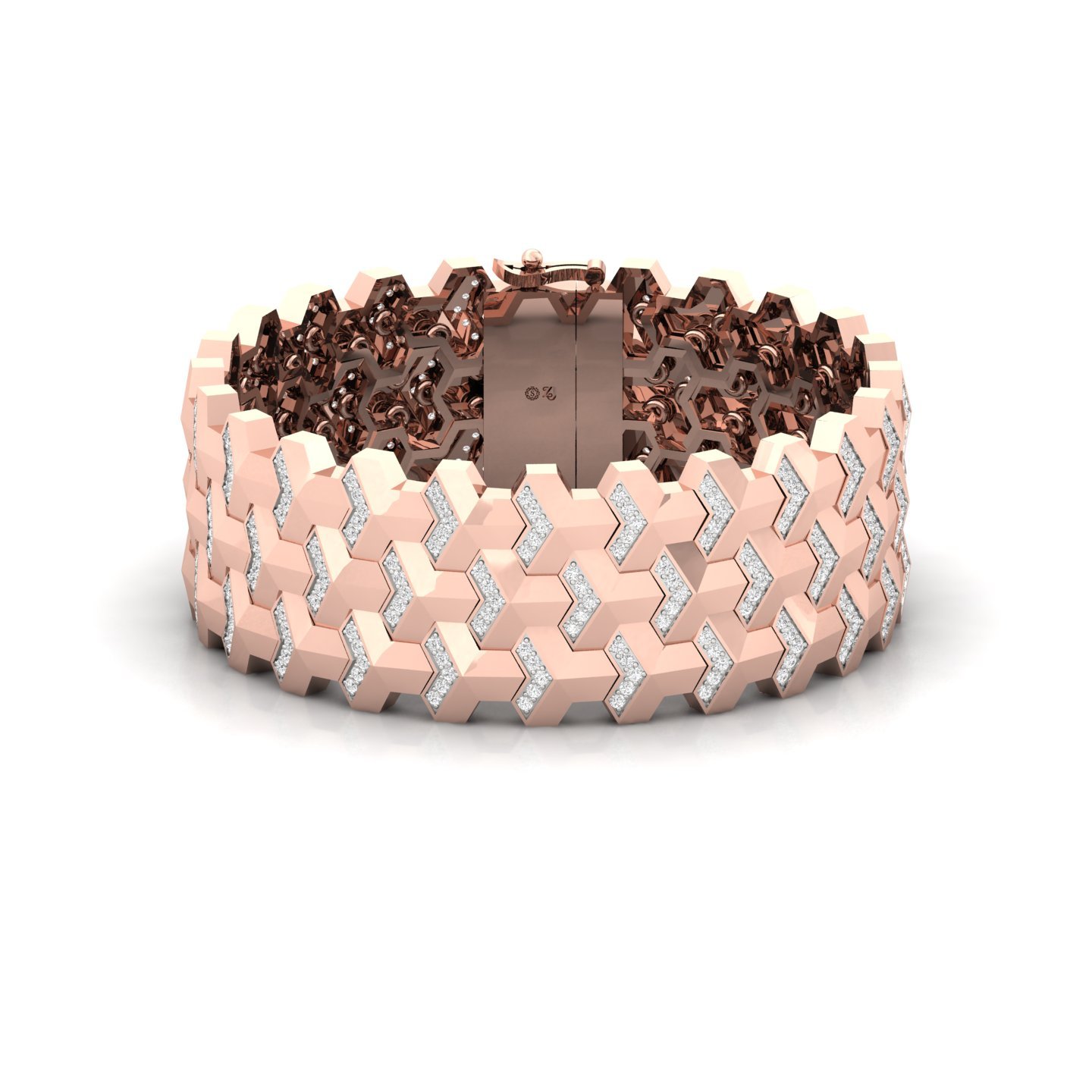 Diamond Men’s Bold Designer Bracelet | Lab Grown CVD Diamond Statement Jewellery | 925 Silver | 10K | 14K | 18K - Rose Gold Main View
