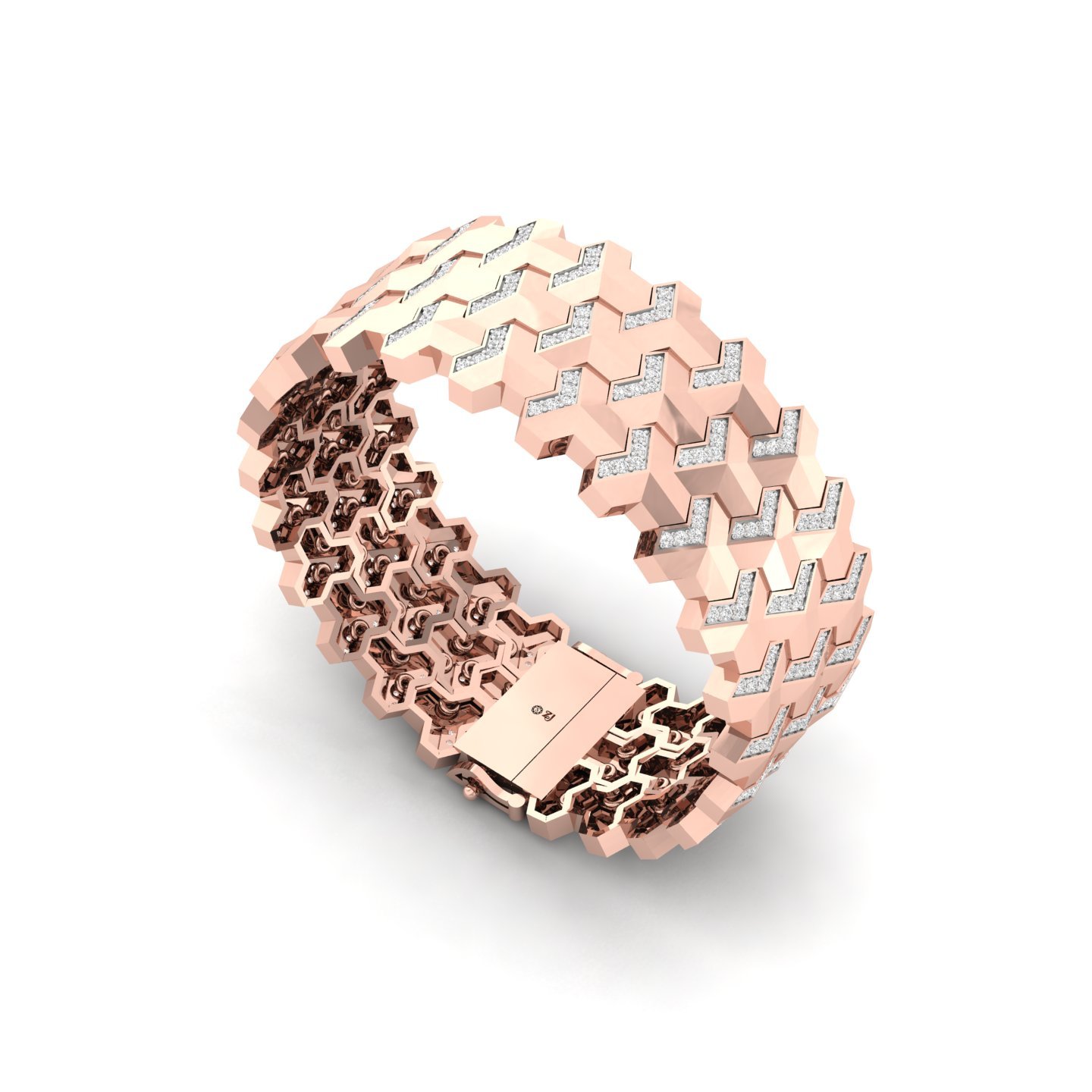 Diamond Men’s Bold Designer Bracelet | Lab Grown CVD Diamond Statement Jewellery | 925 Silver | 10K | 14K | 18K - View 3