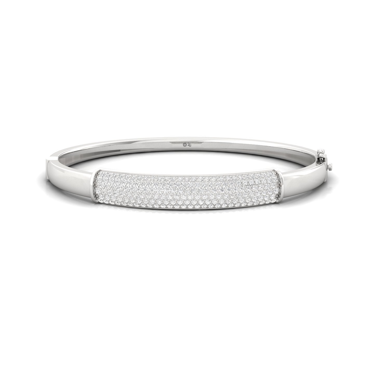 Diamond Pavé Mens Bangle Bracelet | Lab Grown CVD Diamond Luxury Jewellery | 925 Silver | 10K | 14K | 18K - Main View