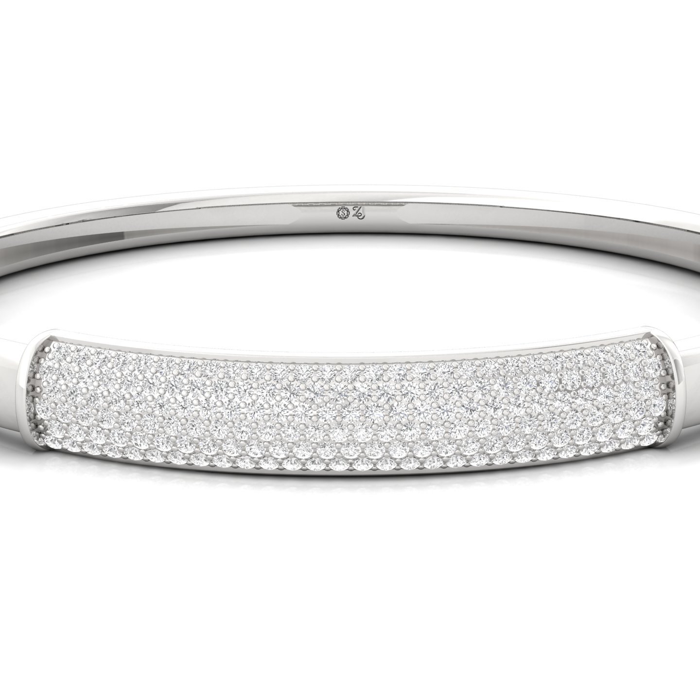 Diamond Pavé Mens Bangle Bracelet | Lab Grown CVD Diamond Luxury Jewellery | 925 Silver | 10K | 14K | 18K - View 2