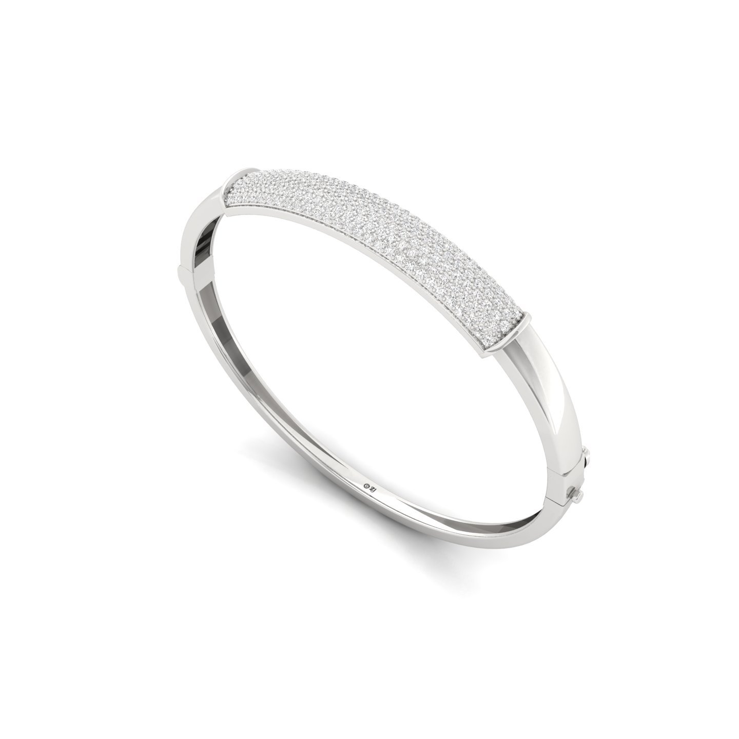 Diamond Pavé Mens Bangle Bracelet | Lab Grown CVD Diamond Luxury Jewellery | 925 Silver | 10K | 14K | 18K - View 3