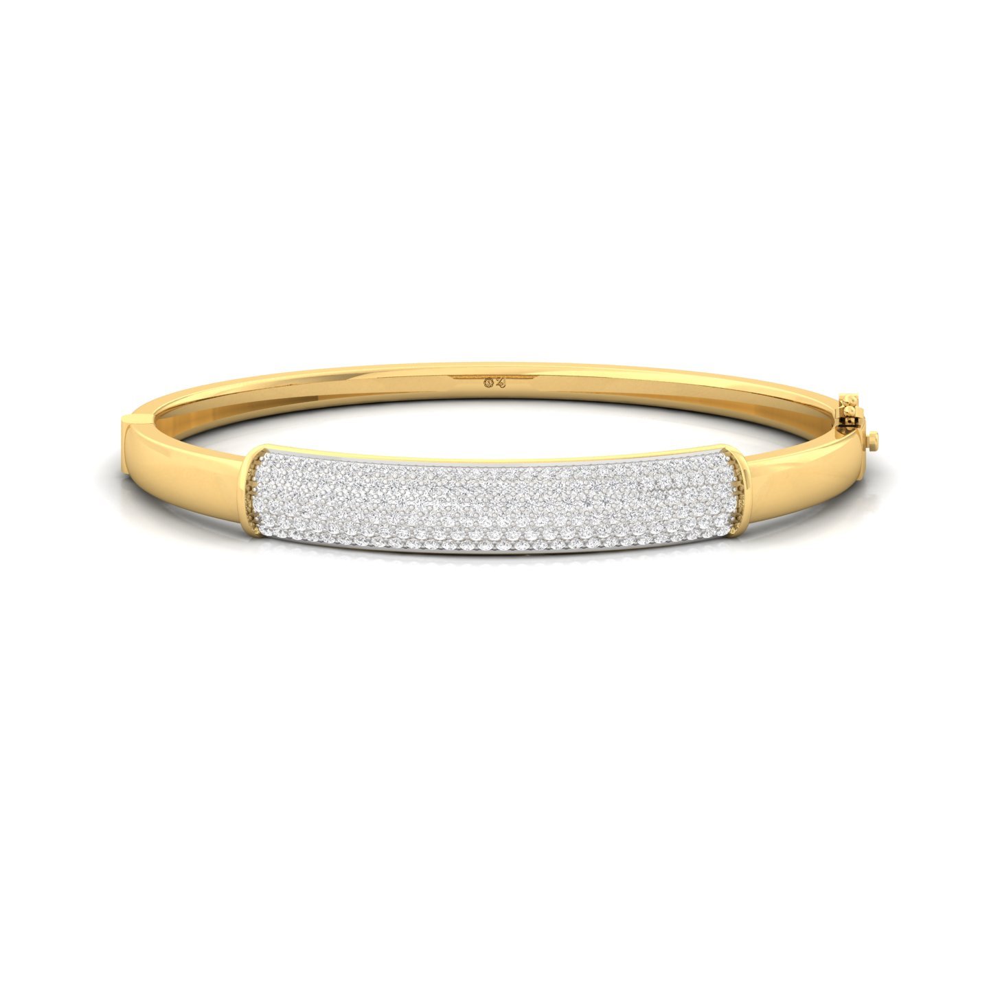 Diamond Pavé Mens Bangle Bracelet | Lab Grown CVD Diamond Luxury Jewellery | 925 Silver | 10K | 14K | 18K - Gold Main View