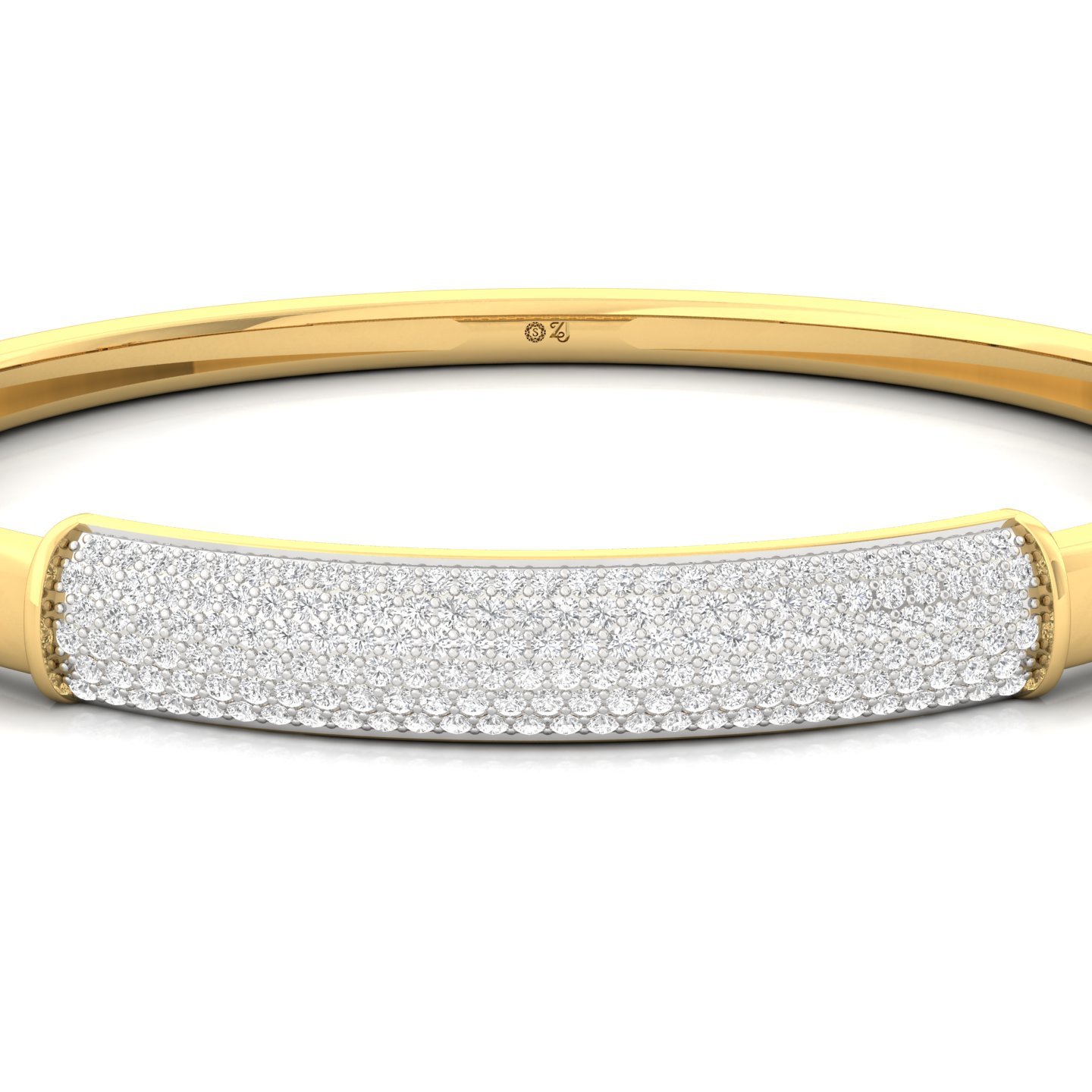 Diamond Pavé Mens Bangle Bracelet | Lab Grown CVD Diamond Luxury Jewellery | 925 Silver | 10K | 14K | 18K - View 2