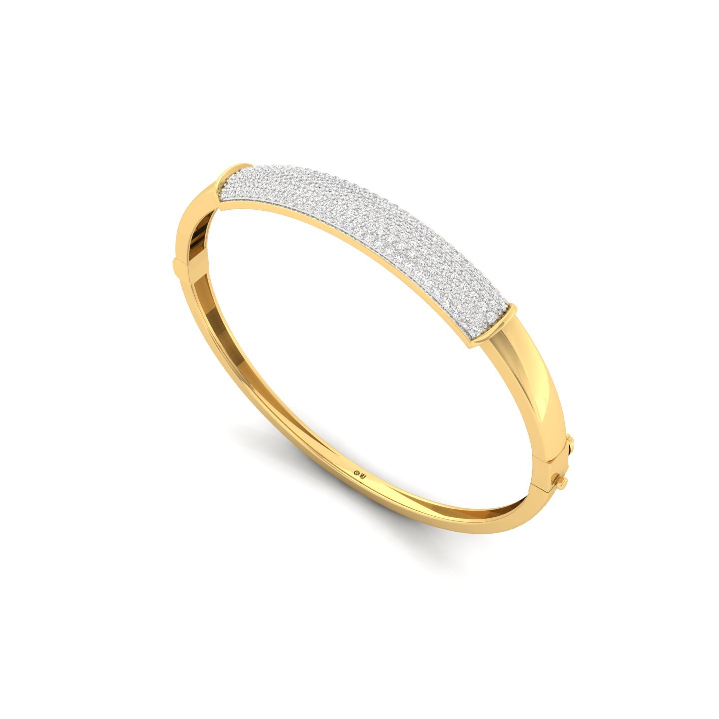 Diamond Pavé Mens Bangle Bracelet | Lab Grown CVD Diamond Luxury Jewellery | 925 Silver | 10K | 14K | 18K - View 3