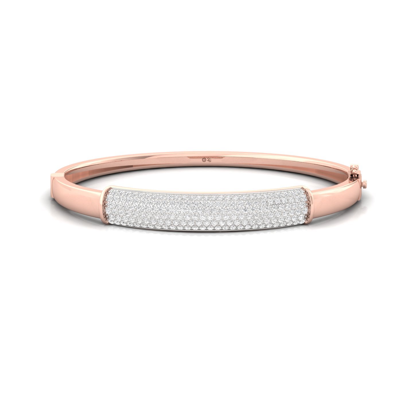 Diamond Pavé Mens Bangle Bracelet | Lab Grown CVD Diamond Luxury Jewellery | 925 Silver | 10K | 14K | 18K - Rose Gold Main View