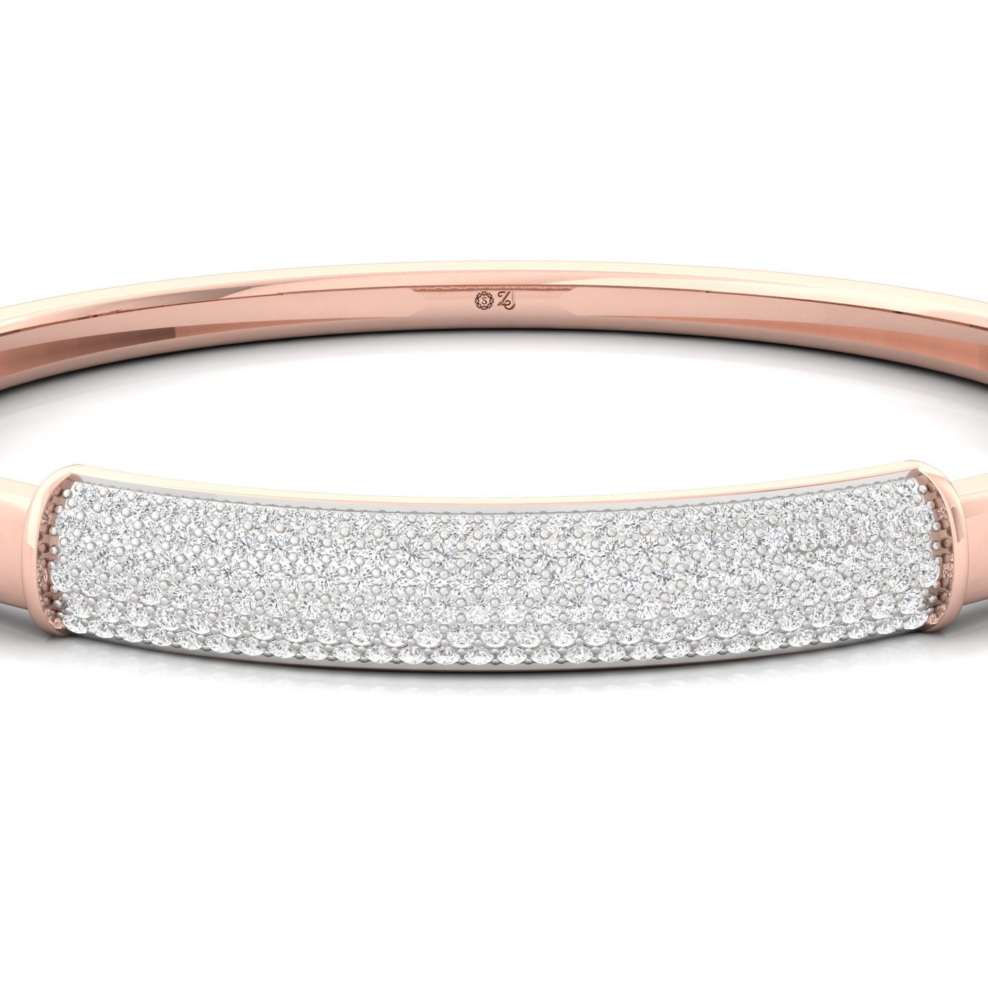 Diamond Pavé Mens Bangle Bracelet | Lab Grown CVD Diamond Luxury Jewellery | 925 Silver | 10K | 14K | 18K - View 2