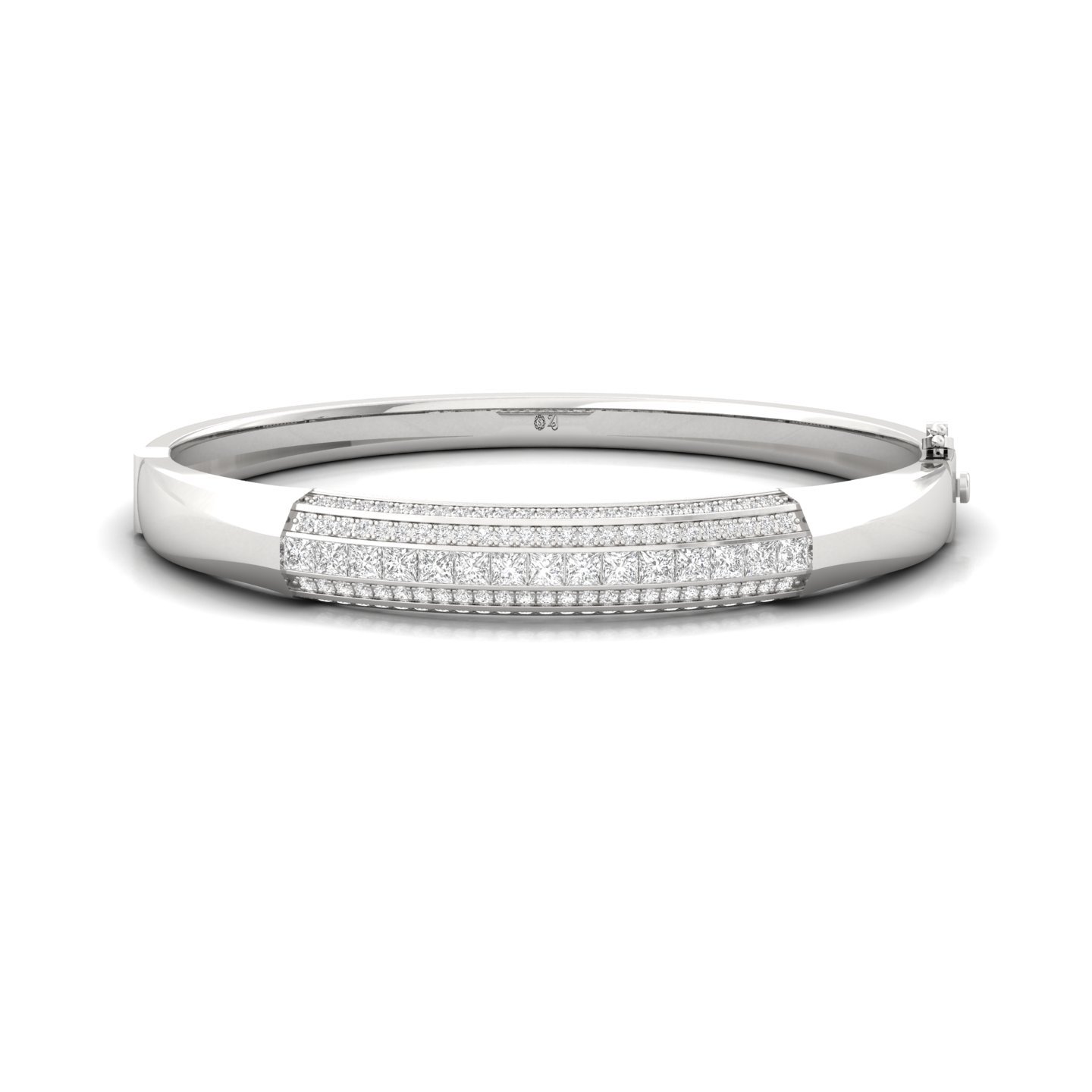 Princess & Round Cut Diamond Mens Bracelet | Bold Lab Grown CVD Diamond Luxury Bangle | 925 Silver | 10K | 14K | 18K - Main View