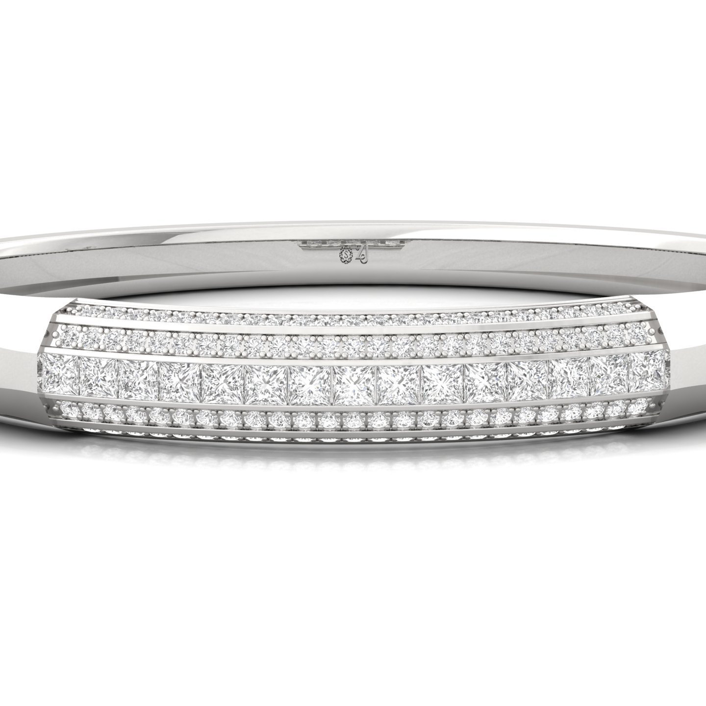 Princess & Round Cut Diamond Mens Bracelet | Bold Lab Grown CVD Diamond Luxury Bangle | 925 Silver | 10K | 14K | 18K - View 2