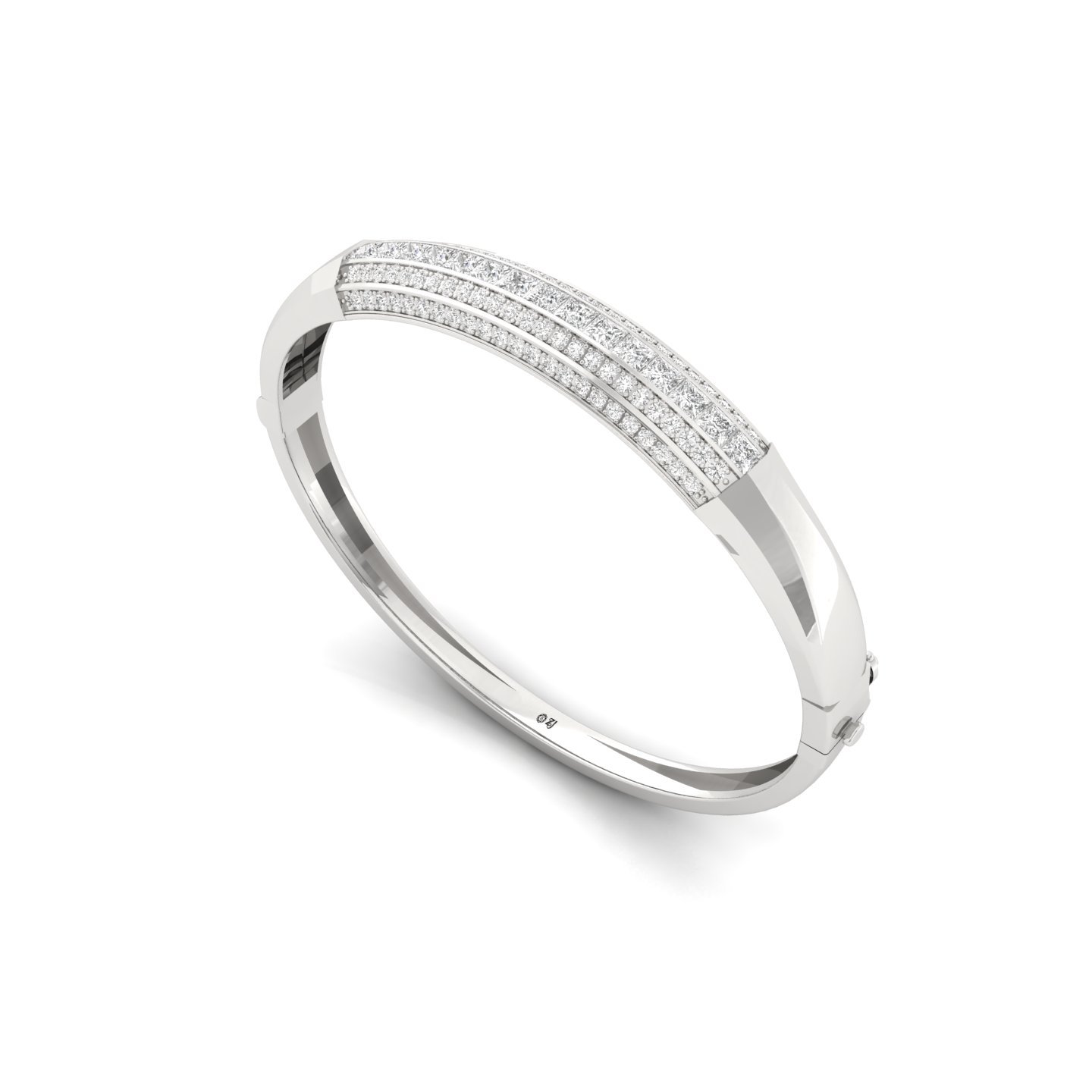 Princess & Round Cut Diamond Mens Bracelet | Bold Lab Grown CVD Diamond Luxury Bangle | 925 Silver | 10K | 14K | 18K - View 3