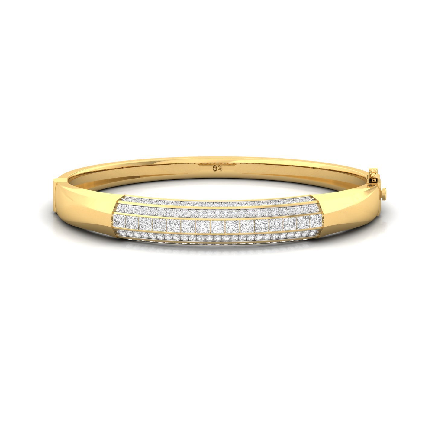 Princess & Round Cut Diamond Mens Bracelet | Bold Lab Grown CVD Diamond Luxury Bangle | 925 Silver | 10K | 14K | 18K - Gold Main View