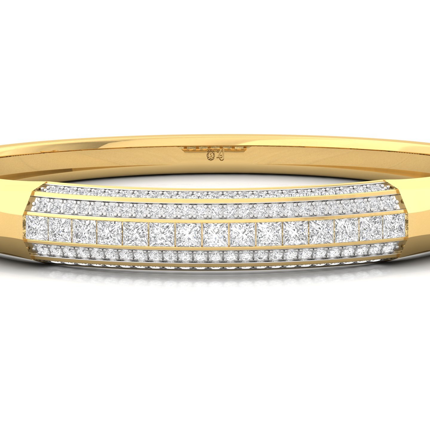 Princess & Round Cut Diamond Mens Bracelet | Bold Lab Grown CVD Diamond Luxury Bangle | 925 Silver | 10K | 14K | 18K - View 2