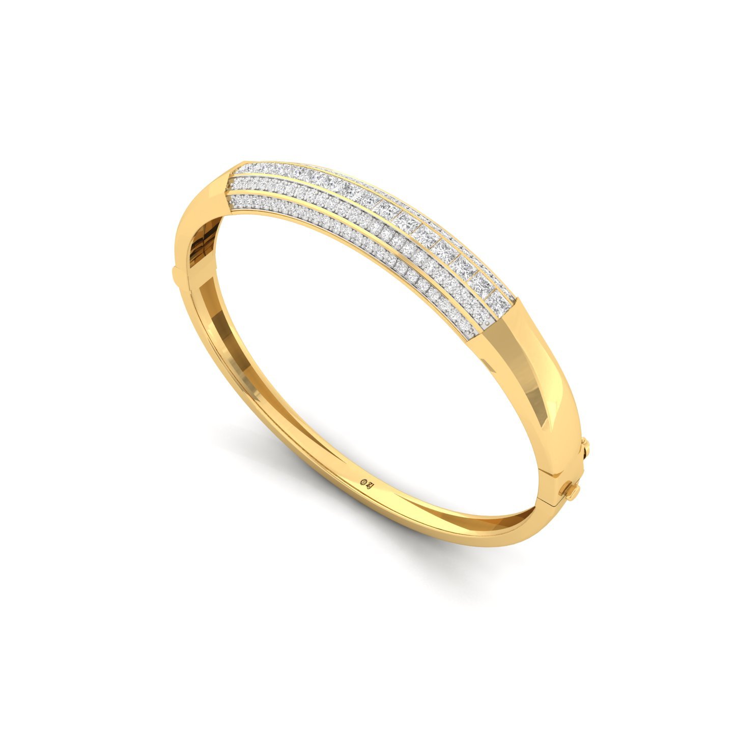 Princess & Round Cut Diamond Mens Bracelet | Bold Lab Grown CVD Diamond Luxury Bangle | 925 Silver | 10K | 14K | 18K - View 3